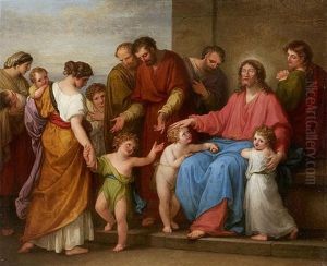 Let The Little Children Come To Me - Christ Blessing The Children by Angelika Kauffmann