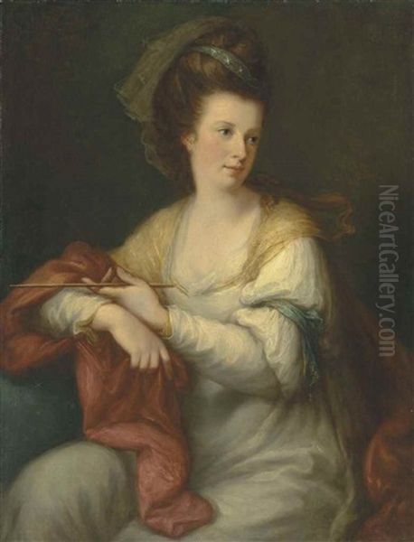 Portrait Of Maria Marow Wilmot, Later Lady Eardley Of Spalding (1743-1794), Three-quarter-length, In A White Dress - view 1