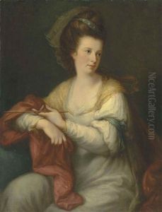 Portrait Of Maria Marow Wilmot, Later Lady Eardley Of Spalding (1743-1794), Three-quarter-length, In A White Dress by Angelika Kauffmann