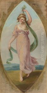 Muse With Two Trumpets; Muse With A Flowing Cloth; Muse With A Globe; Muse With A Harp; Muse With A Scroll; And Muse With A Trumpet: Six Paintings