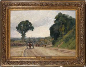  Caleches Sur Une Route De Campagne  by Emile Baudoux