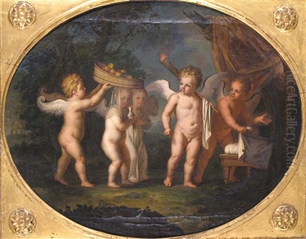 An Allegorical Scene With Putti Offering Apples And A Dove - view 1