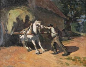 La Charette De Foin by Emile Baudoux