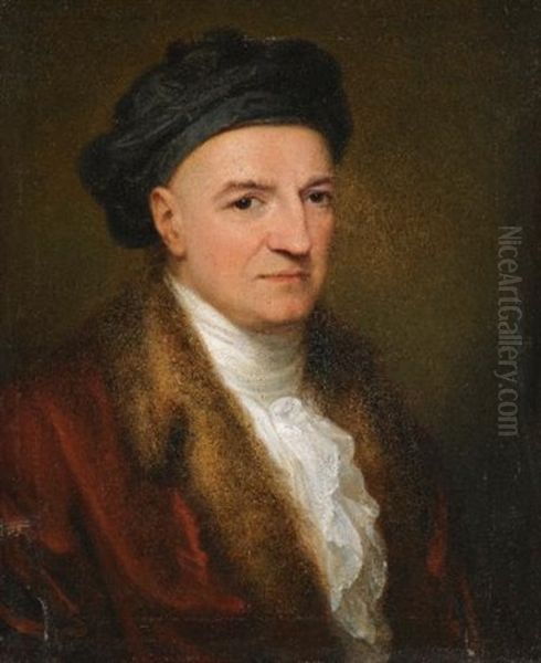 Portrait Of Giovanni Volpato, Wearing A Red Fur-lined Jacket And Black Hat - view 1