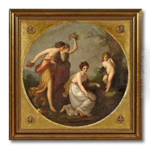 Entwaffnung Amors Durch Drei Nymphen by Angelika Kauffmann