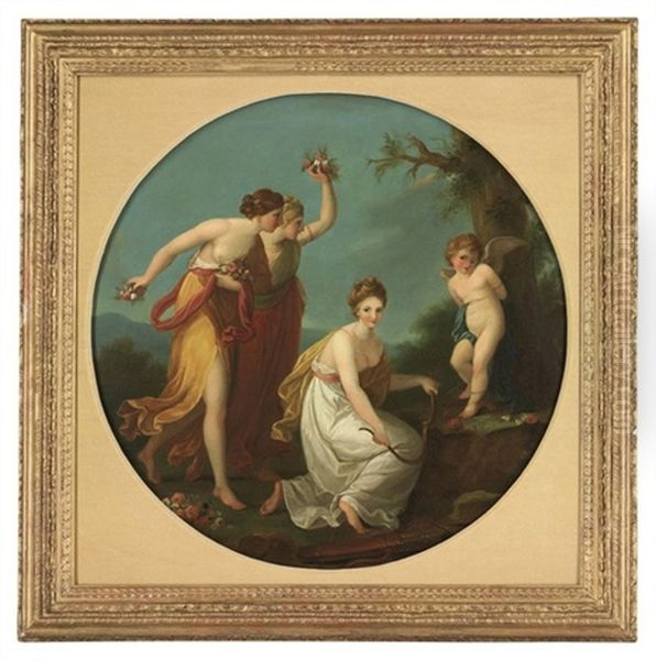 Three Muses With Cupid In A Landscape - view 1