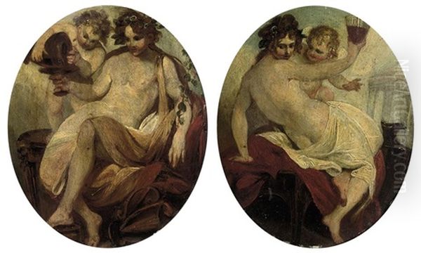 A Bacchante With An Amorino (+ A Bacchante With A Putto; Pair) - view 1