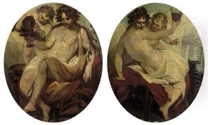 A Bacchante With An Amorino (+ A Bacchante With A Putto; Pair) by Angelika Kauffmann