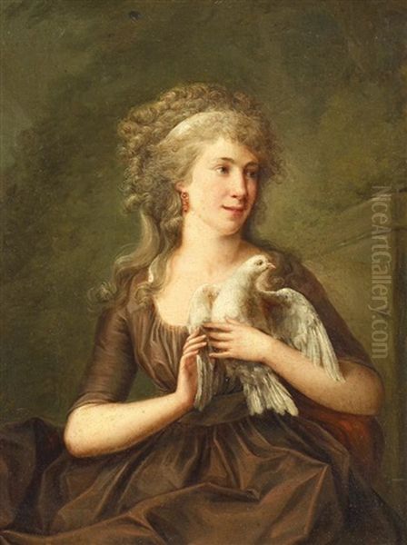 Portrat Einer Jungen Dame Mit Taube Im Arm - view 1