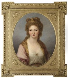 Portrait Of Selina Fitzherbert, Half-length, In A White Chemise And Pink And Gold Embroidered Mantle