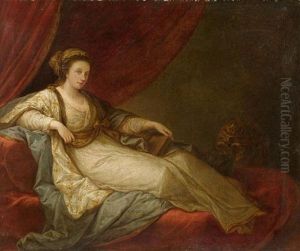 Bildnis Einer Dame Auf Einem Roten Diwan by Angelika Kauffmann
