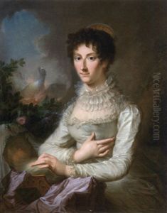 Portrait De Femme Et De Son Enfant Surmonte D'un Phonix by Angelika Kauffmann