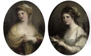 Portrait Of A Lady (an Allegory Of Poetry ?), In A White Dress, Holding A Pen And Paper (+ Portrait Of A Lady In A Yellow Shawl; Pair) Portrait Of A Lady (an Allegory Of Poetry ?), In A White Dress, Holding A Pen And Paper (+ Portrait Of A Lady In A Yellow Shawl; Pair)