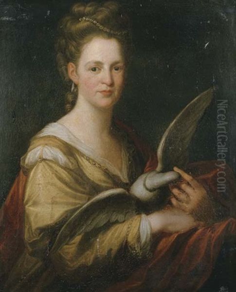Portrait Of A Lady Holding A Dove - view 1