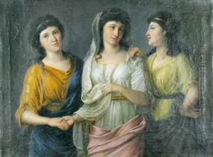 Junge, Festlich Geschmuckte Frau, Von Zwei Freundinnen Umgeben by Angelika Kauffmann