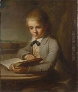 Portrait Of George Brodrick, 4 Viscount Middleton, Aged 12, In A Grey Coat, Holding An Open Book At A Table, A Landscape With A View Of Peper Harow, Near Godalming, Surrey, Beyond