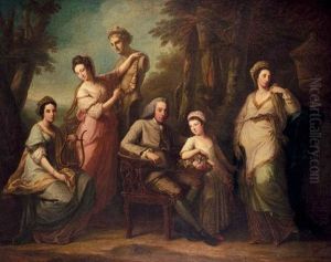 Portrait Of Philip Tisdal With His Wife And Family by Angelika Kauffmann