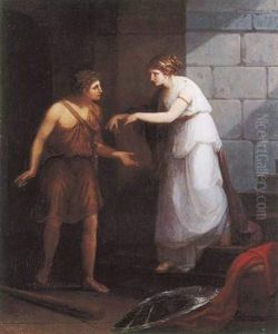 Ariadne And Theseus At The Entrance To The Labyrinth by Angelika Kauffmann