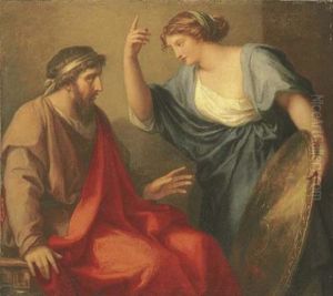 Egeria Handing Numa Pompilius His Shield by Angelika Kauffmann