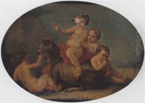 Landscape With Putti Playing With A Goat by Angelika Kauffmann