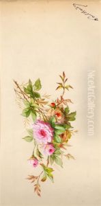 Kleines Rosengebinde. by Baudry Paul