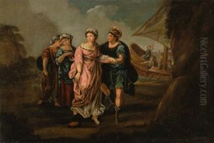 Paris Und Helena Fliehen Vom Hofe Des Menelaos by Angelika Kauffmann