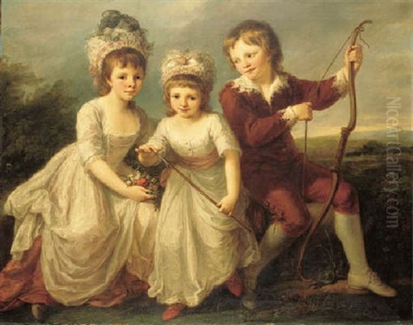 Group Portrait Of The Spencer Children In A Landscape - view 1