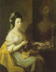 A Portrait (elizabeth Muncaster?) Seated By A Table Strewn With Flowers And Holding A Laurel Wreath