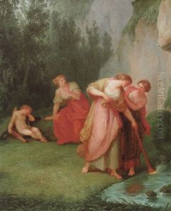 Drei Nymphen Loschen Das Feuer Der Liebe by Angelika Kauffmann