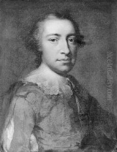 Portrait D'homme De Trois-quarts Vers La Gauche, Le Visage Presque De Face, Vetu D'une Chemise Blanche Et D'un Pourpoint Rouge by Angelika Kauffmann