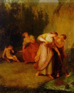 Diana's Nymphs Extinguishing Cupid's Torch by Angelika Kauffmann
