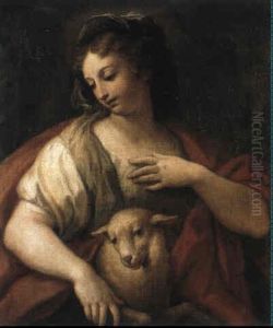 Giovane Donna Con Agnello (allegoria Dell'innocenza)