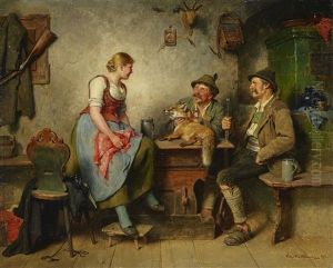 Two Hunters With A Fox And Girl
