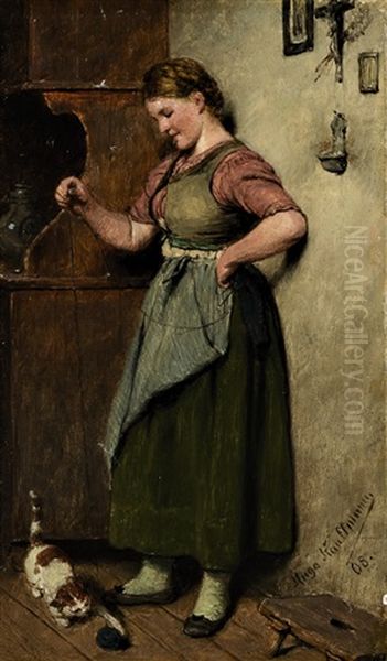Dirndl Beim Spielen Mit Einer Katze - view 1
