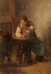 Two Tavern Scenes (pair) by Hugo Kauffmann