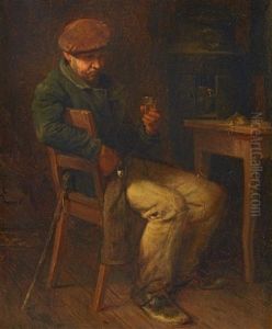 A Seated Peasant by Hugo Kauffmann