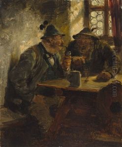 Bauer Und Jager Im Wirtshaus by Hugo Kauffmann