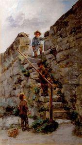 Spielende Kinder Auf Einer Steintreppe