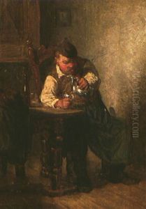 Dicker Bauer, Einschenkend by Hugo Kauffmann