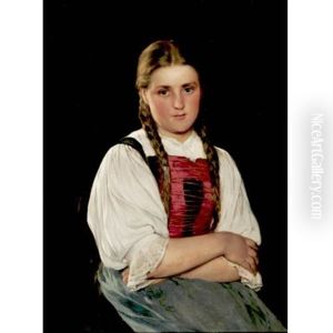 Portrait Of A Young Girl With Braids by Hugo Kauffmann