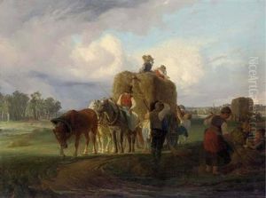 Gathering In The Hay by Hugo Kauffmann