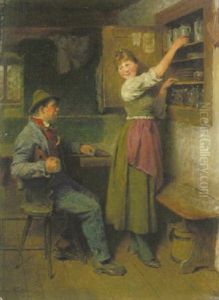 Bursch Und Madel In Der Bauernstube by Hugo Kauffmann