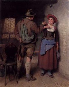 Jagerbursche Und Schankmagd by Hugo Kauffmann