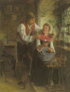 Bursch Und Madel Am Fenster Der Bauernstube