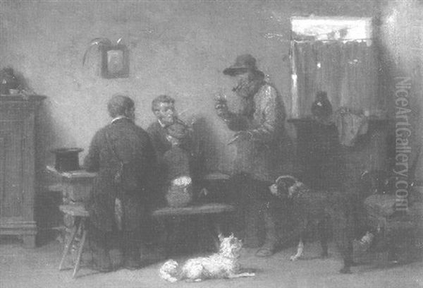 Huntsmen Smoking And Drinking In An Interior - view 1