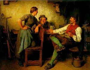 Madel Mit Zwei Burschen In Der Stube