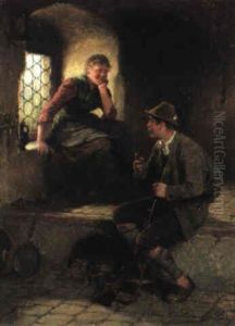 Jagers Einkehr Bei Der Jungen Bauerin by Hugo Kauffmann