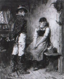 Postillion Und Madchen In Verliebtem Gesprach by Hugo Kauffmann