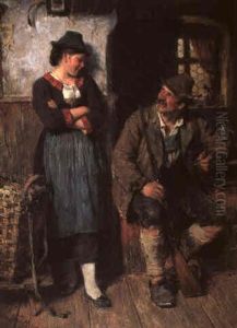 Besuch In Der Almhutte by Hugo Kauffmann