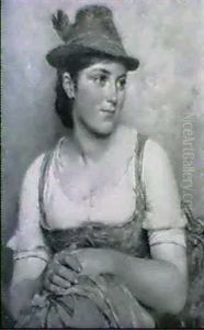 Dirndl Mit Filzhut Und In Tracht by Hugo Kauffmann